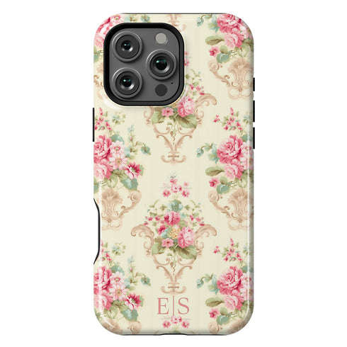 Custom Initials Shabby Chic Rococo iPhone Case